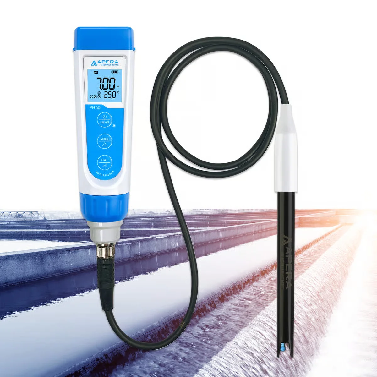 PH60-WW pH Tester Kit for Wastewater, Suspensions, Emulsions, and Other Dirty Liquids with LabSen 335 ATC pH Electrode